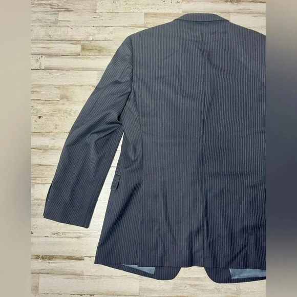 Tommy Hilfiger Jacket Black Striped 100% Wool Twill Blazer Sport Coat 44L - Picture 8 of 12